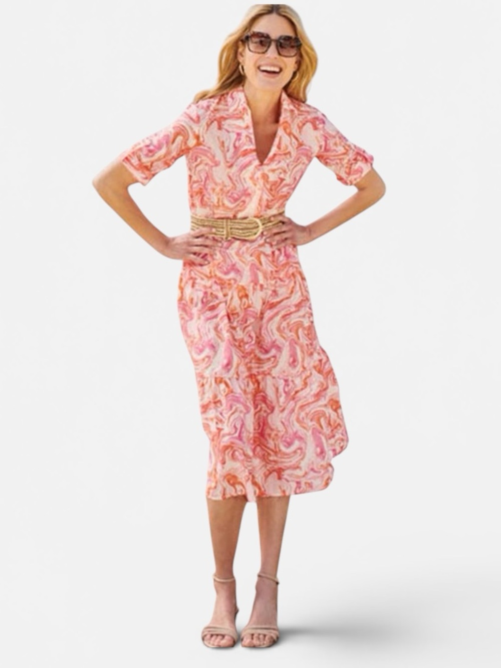J. McLaughlin Silk Cotton Shirt Dress Summer Preppy Minimalist Size Large